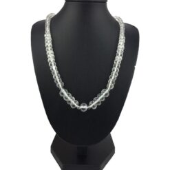 Bergkristall Halskette Damen 925 Silber – Buttons facettiert 52,5 cm
