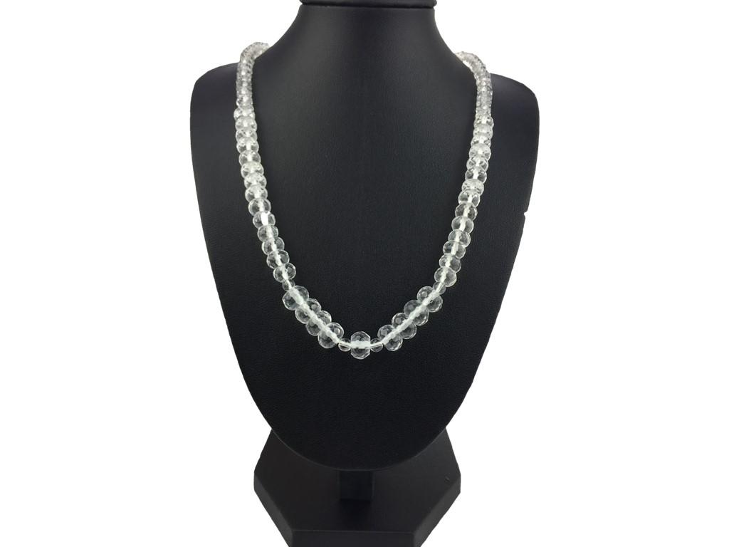 Bergkristall Halskette Damen 925 Silber – Buttons facettiert 52,5 cm