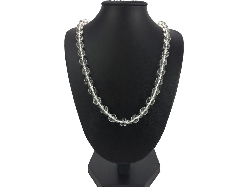 Bergkristall Halskette Damen 925 Silber – 4+8 mm facettiert 55 cm