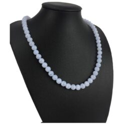 Chalcedon Halskette Damen 6 mm – Classic Design hellblau 42,5 cm