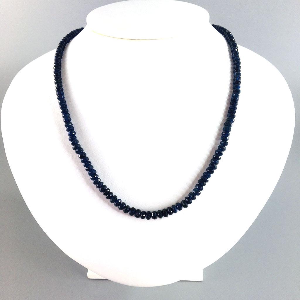 Saphir Halskette Damen 4–4,6 mm – Blauer Edelstein 102 ct
