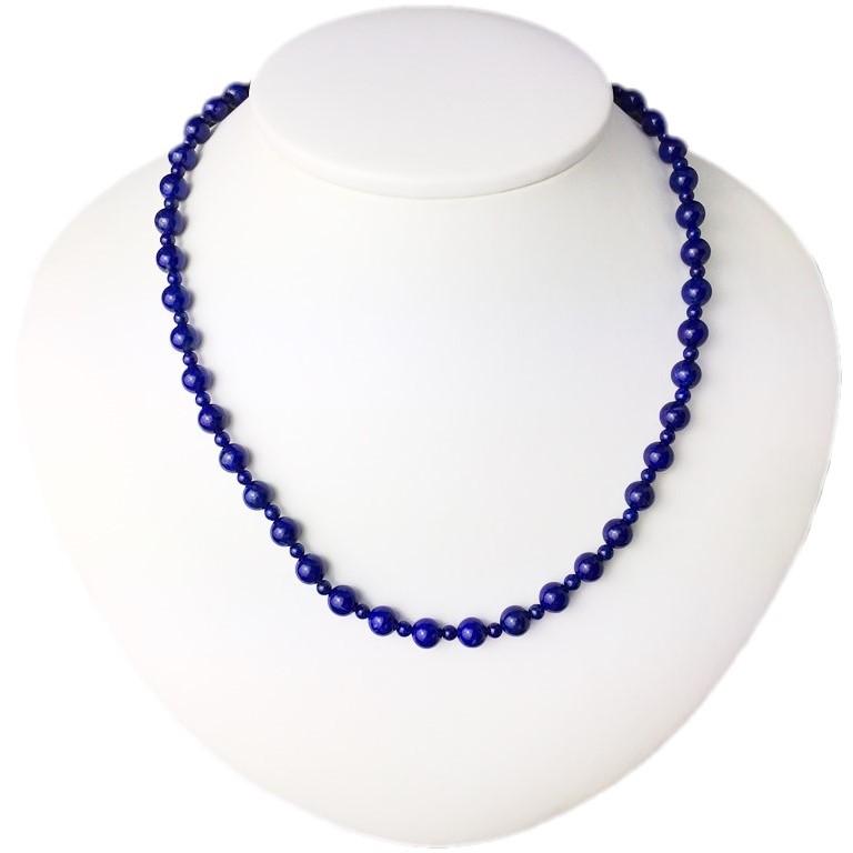 Lapislazuli Halskette Damen 3–6 mm AAA – 925 Silber 60 cm