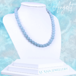 Angelit Halskette Damen 925 Silber – Classic Design Edelstein Kette