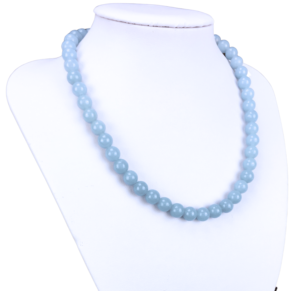 Angelit Halskette Damen 925 Silber – Classic Design Edelstein Kette – Bild 2