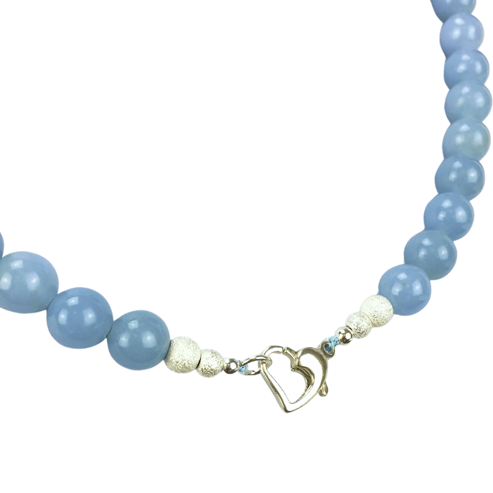 Angelit Halskette Damen 925 Silber – Classic Design Edelstein Kette – Bild 4