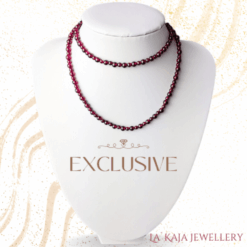 Granat Halskette Damen 925 Silber – 4–5 mm AAA 60,5 cm