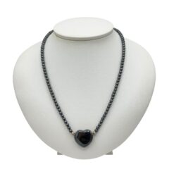 Hämatit Halskette Damen Herz – 4 mm 925 Silber 44,5 cm