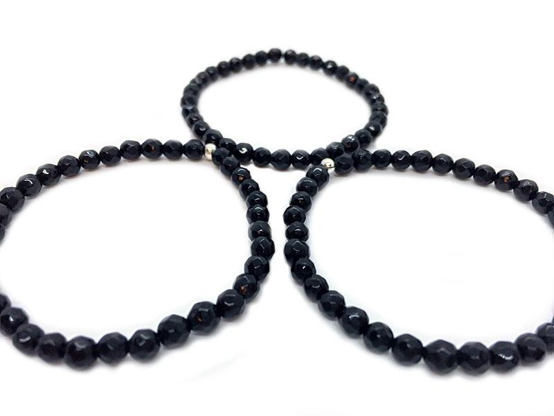 Turmalin Schörl Armband Herren 4 mm – Edelstein Armband facettiert