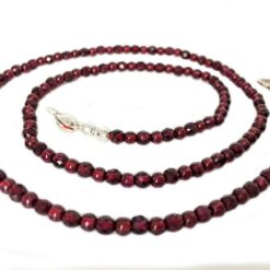 Granat Rhodolith Halskette Damen 925 Silber – 3,5–4 mm 54 cm